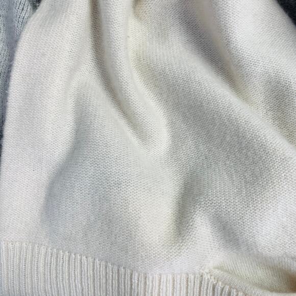 BLACK GOAT Size M Grey Cream Cashmere Stripe Open Front Cardigan - Picture 7 of 8